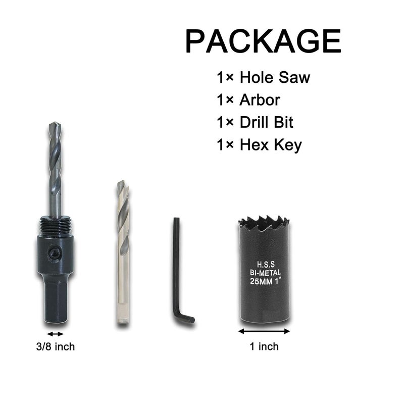 VIKITON 1 Inch Hole Saw with Arbor for Wood Metal Plastic, 1 in Bimetal Hole Cutter, Fast Chip Removal, Smooth Flat Drilling Edge, Lightweight & Portable (Black) - Image 2